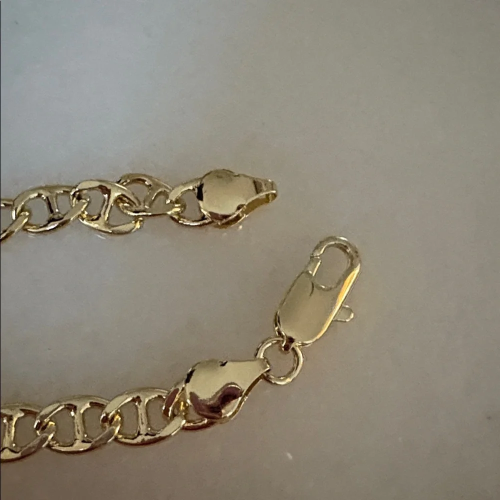New 14k Gold Plated Cuban Curb link Bracelet #79